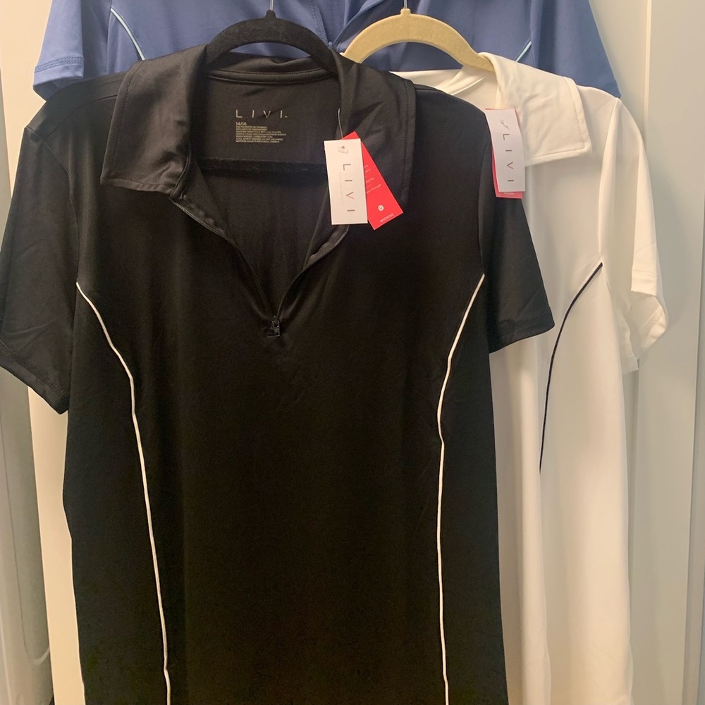 Lane Bryant LIVI black golf tennis polo NWT
